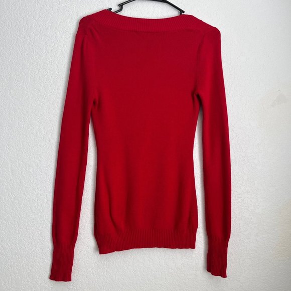 Express V-neck Knit Sweater, Red, Size S - Picture 2 of 7